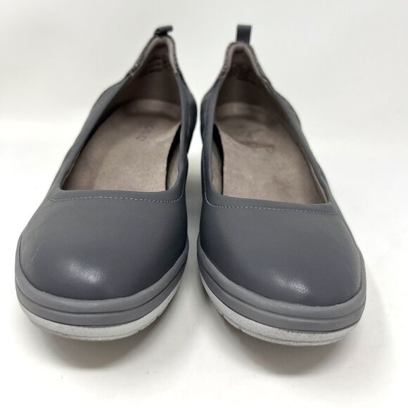 Vionic Jacey Comfort Shoes Gray Leather Slip On Low Wedge Heel Women’s Size 8 - Picture 6 of 12